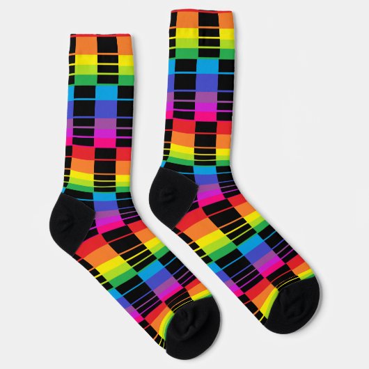 Chaussette Chaussettes Arc-En-Ciel Avec Style Plaid Noir (Droite)
