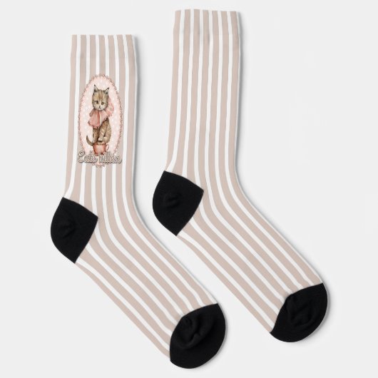 Chaussette chaussettes avec application d'un petit chaton (Droite)