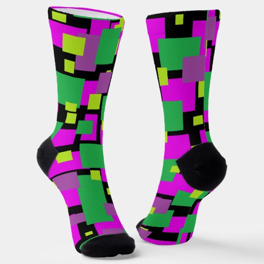 Chaussette Chaussettes avec du vert noir et de l'art géométri (Angulaire)