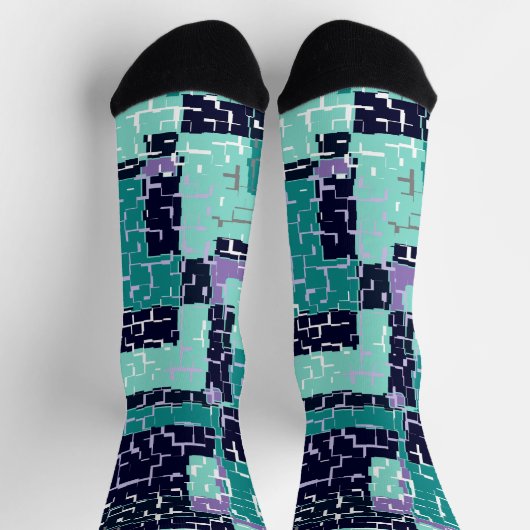 Chaussette Chaussettes avec Motif Abstrait vert pourpre et no (Haut)