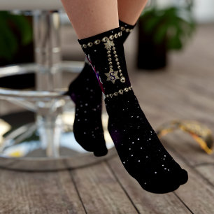 Chaussette Chaussettes avec pendentif Mardi Gras violet