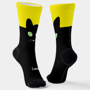 Chaussette Chaussettes avec photo de chat noir personnalisée