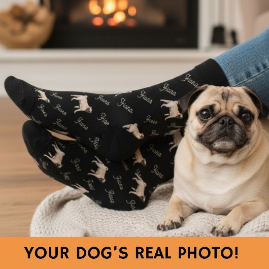 Chaussette Chaussettes avec photo de chien noir personnalisée