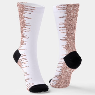 Chaussette Chaussettes blanches brillantes en or rose
