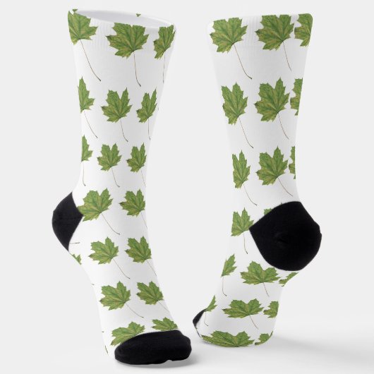 Chaussette Chaussettes blanches Feuilles vertes (Angulaire)
