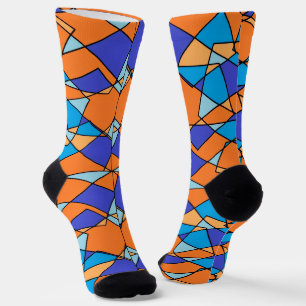 Chaussette Chaussettes bleues et orange à motif géométrique