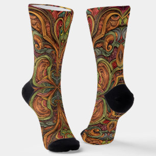 Chaussette Chaussettes Brillantes Motifs Élaborés Sans Coutur