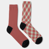 Chaussette Chaussettes Chaudes Rouge Vert Vintage Noël Plaid (Droite)