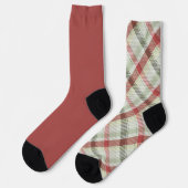 Chaussette Chaussettes Chaudes Rouge Vert Vintage Noël Plaid (Gauche)