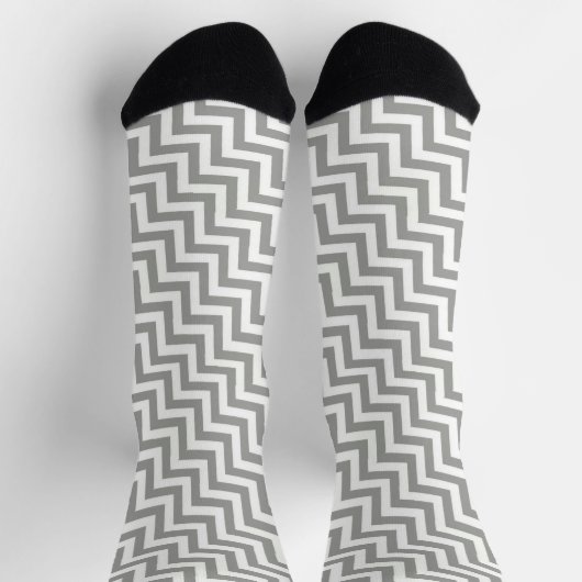 Chaussette Chaussettes Chevron Gris Blanc (Haut)