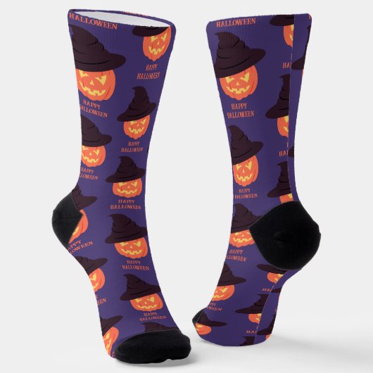 Chaussette Chaussettes Citrouille rétro "Happy Halloween" - V (Angulaire)