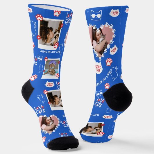 Chaussette Chaussettes Collage Photo de Chat de Compagnie Per (Angulaire)