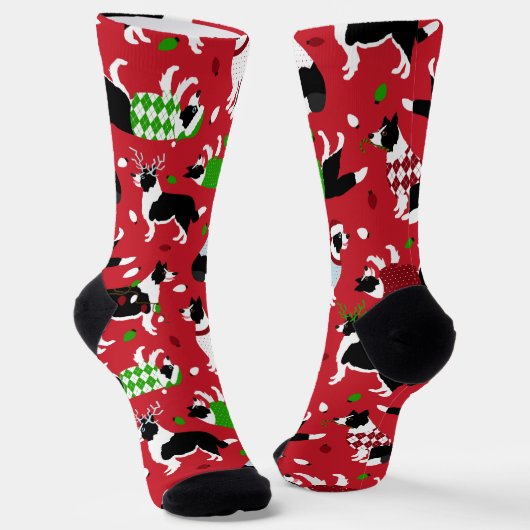 Chaussette Chaussettes Collie Bordure Noël (Angulaire)