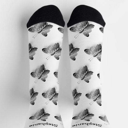 Chaussette Chaussettes conception papillon noir (Haut)
