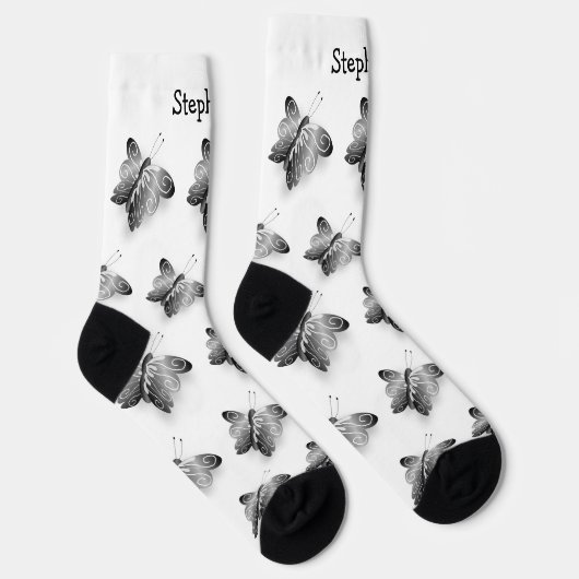 Chaussette Chaussettes conception papillon noir (Droite)