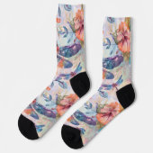 Chaussette Chaussettes d'aquarelle avec libellules et fleurs (Gauche)