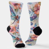 Chaussette Chaussettes d'aquarelle avec libellules et fleurs (Angulaire)