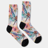 Chaussette Chaussettes d'aquarelle avec libellules et fleurs (Droite)