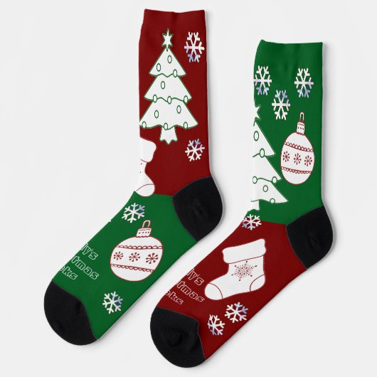 Chaussette Chaussettes d'art de Noël personnalisées (Gauche)