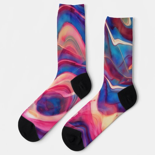 Chaussette Chaussettes d'art en marbre rose et bleu (Gauche)