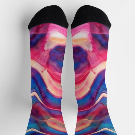 Chaussette Chaussettes d'art en marbre rose et bleu (Haut)