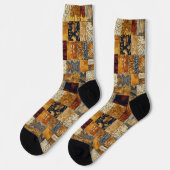Chaussette Chaussettes d'art en patchwork doré – Dessin éléga (Gauche)