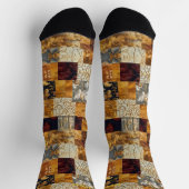 Chaussette Chaussettes d'art en patchwork doré – Dessin éléga (Haut)
