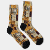 Chaussette Chaussettes d'art en patchwork doré – Dessin éléga (Droite)