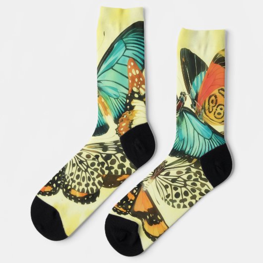Chaussette Chaussettes d'art papillon de style vintage (Gauche)