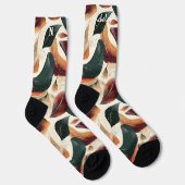 Chaussette Chaussettes d'automne en Crème, Bourgogne et Vert (Droite)