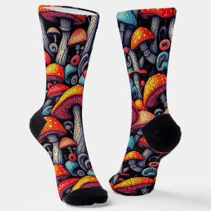Chaussette Chaussettes de champignons rétro Whimsical