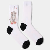 Chaussette chaussettes de chat floral à l'aquarelle (Droite)