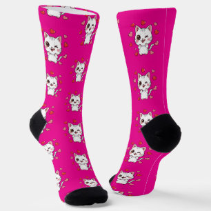 Chaussette Chaussettes de chat mignonnes avec Coeurs - Cadeau