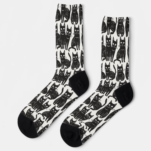 Chaussette Chaussettes de chat Noir amusantes (Gauche)
