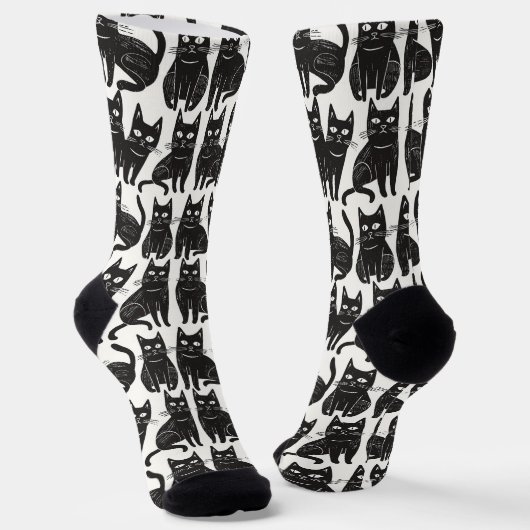 Chaussette Chaussettes de chat Noir amusantes (Angulaire)