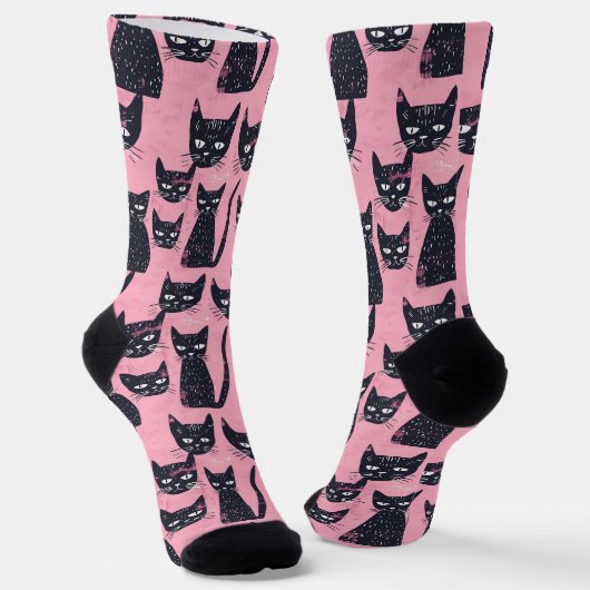 Chaussette Chaussettes de chat Noir amusantes (Angulaire)