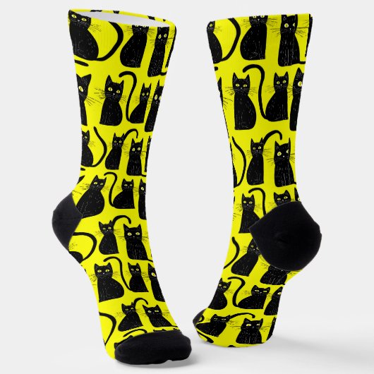 Chaussette Chaussettes de chat Noir amusantes (Angulaire)