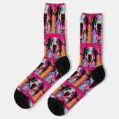 Chaussette Chaussettes de chien colorées rétro heureux (Gauche)