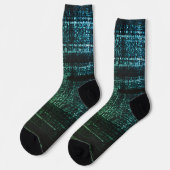 Chaussette Chaussettes de code binaire vert cyberpunk d'ordin (Gauche)