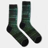 Chaussette Chaussettes de code binaire vert cyberpunk d'ordin (Droite)