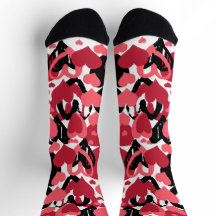 chaussettes de coeur noir rose