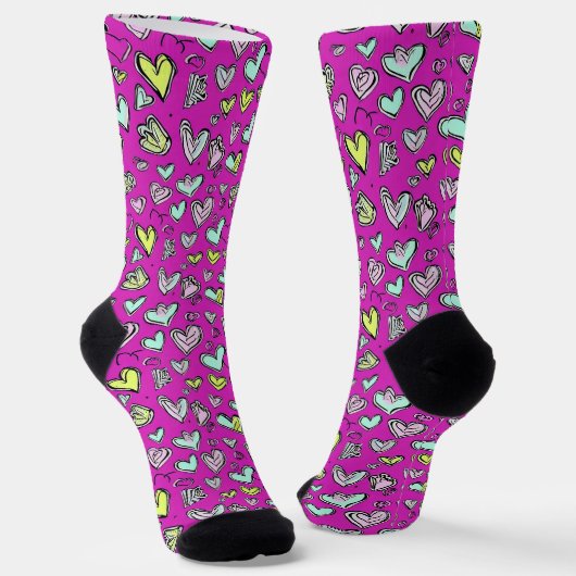 Chaussette Chaussettes de coeur pourpre et funky (Angulaire)