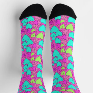 Chaussette Chaussettes de coeur pourpres et vertes