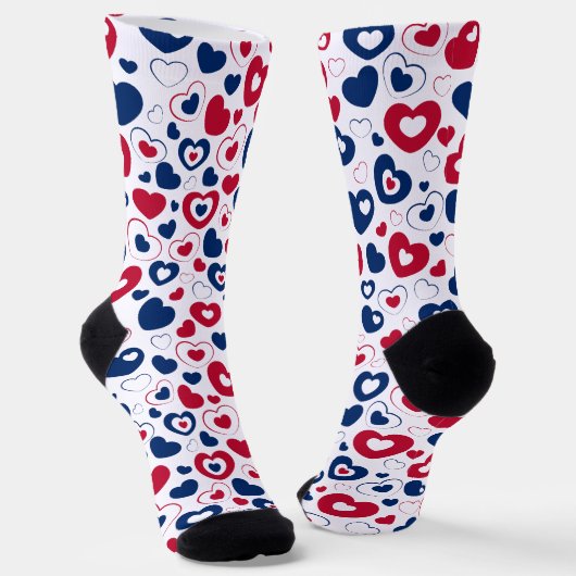 Chaussette Chaussettes de coeur rouge et bleu (Angulaire)