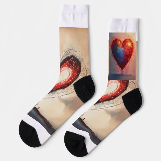 Chaussette Chaussettes de conception de tatouage cardiaque un (Gauche)