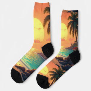 Chaussette chaussettes de coucher de soleil tropical