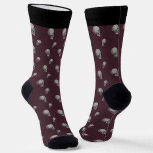 Chaussette Chaussettes de crew Halloween crâne burgundy perso