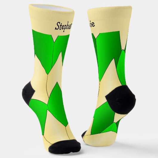 Chaussette Chaussettes de design Art Déco Vert Jaune (Angulaire)