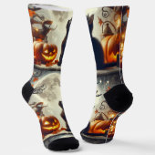 Chaussette Chaussettes de équipage à impression de citrouille (Angulaire)