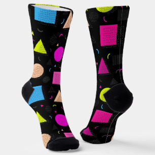 Chaussette Chaussettes de équipage néon rétro noir des années